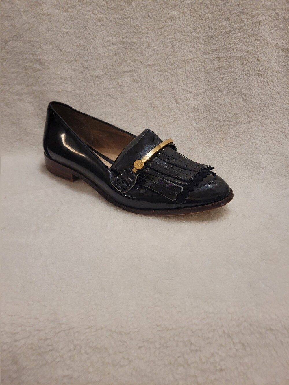 Louise et Cie Black Patent Leather Kiltie Fringe Loafers Size 6M